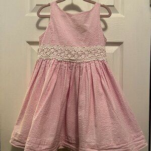 Polo Ralph Lauren Pink & White Seersucker Stripe Dress